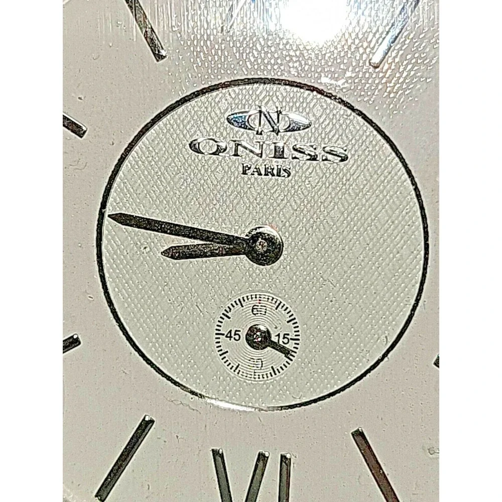 Men's Oniss Paris ON5549-MWT Watch NEW Silver Tone Stainless‎ Steel 42mm.